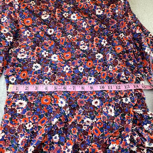 Veronica Beard Luella Dress Floral Silk 8 Ruffle Ruched Long Sleeve Lined - Picture 12 of 13